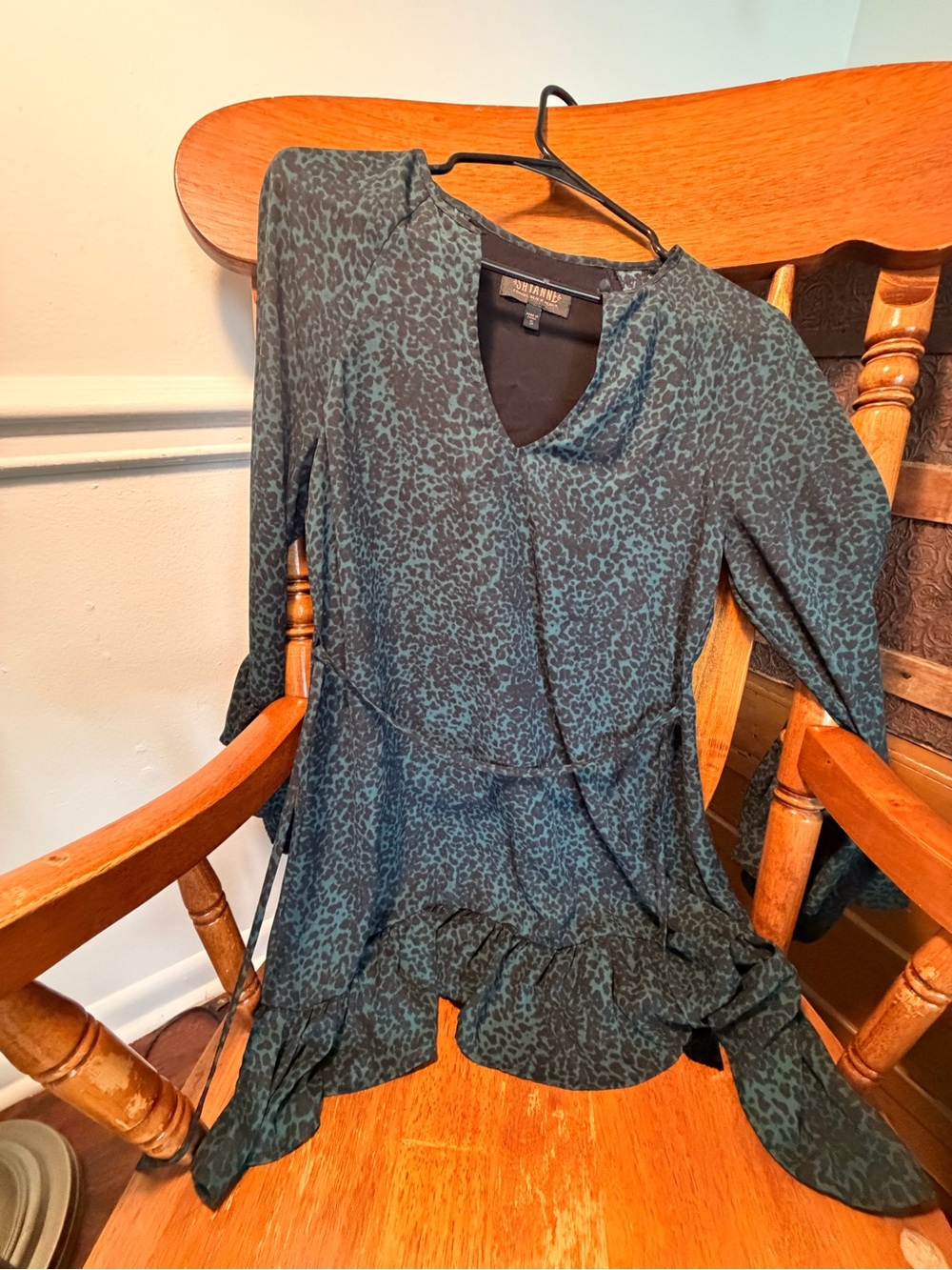 Shyanne Teal Green Printed Peplum Tunic Top | Cottagecore | S